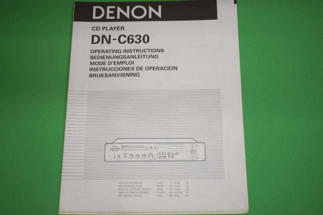 Denon DN-C630 CD Player User Manual