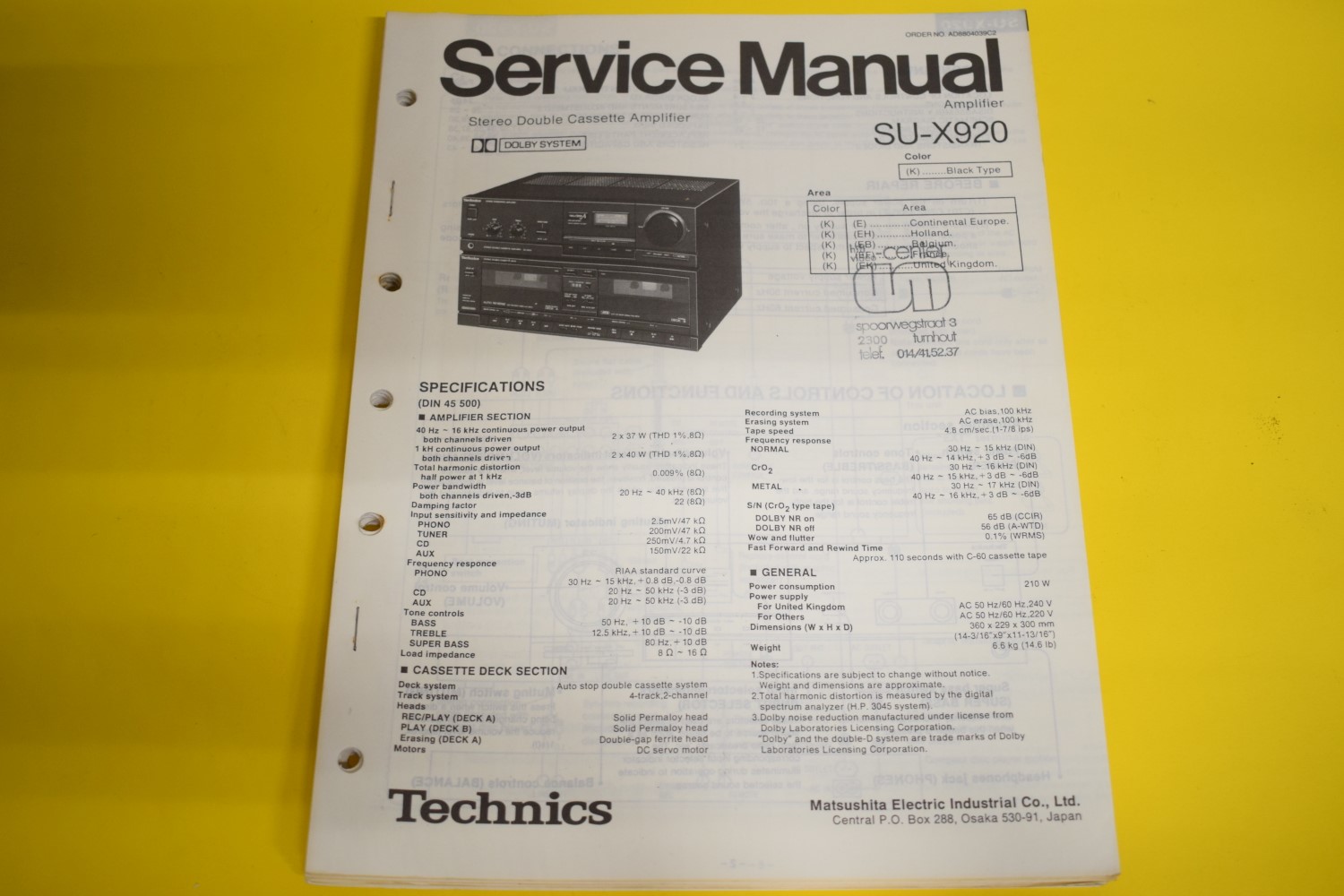 Technics SU-X920 Amplifier Service Manual