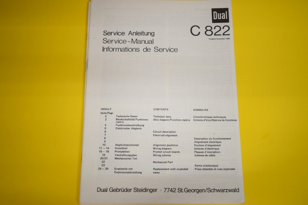 Dual C 822 cassettedeck Service Manual