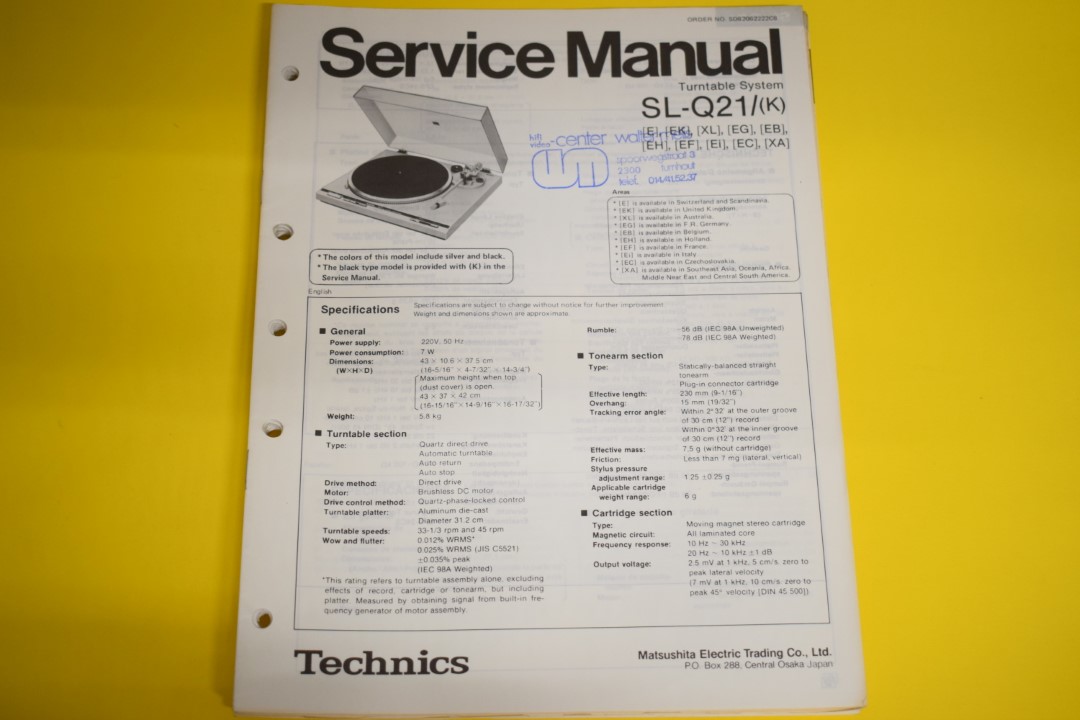 Technics SL-Q21 Turntable Service Manual